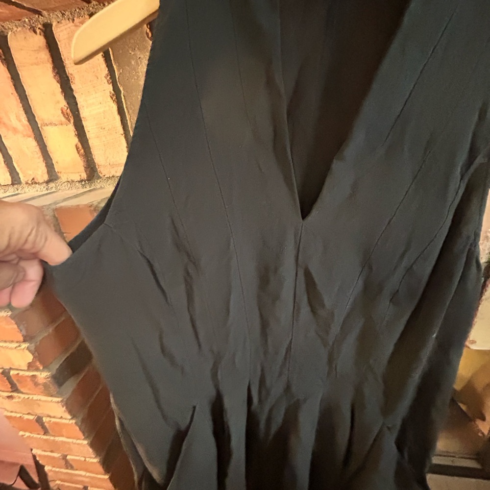 Eileen Fisher Black Long Sleeve V-Neck Sheath Dress